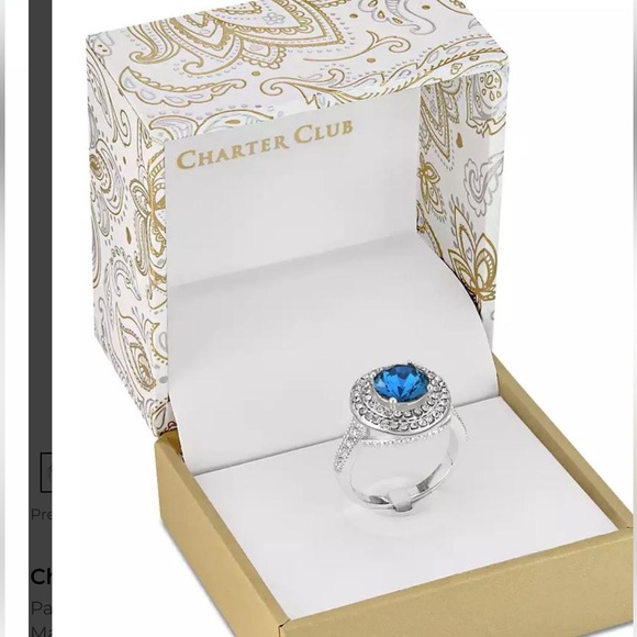 Charter Club Jewelry - Charter Club Silver Ring with Deep Blue Gem